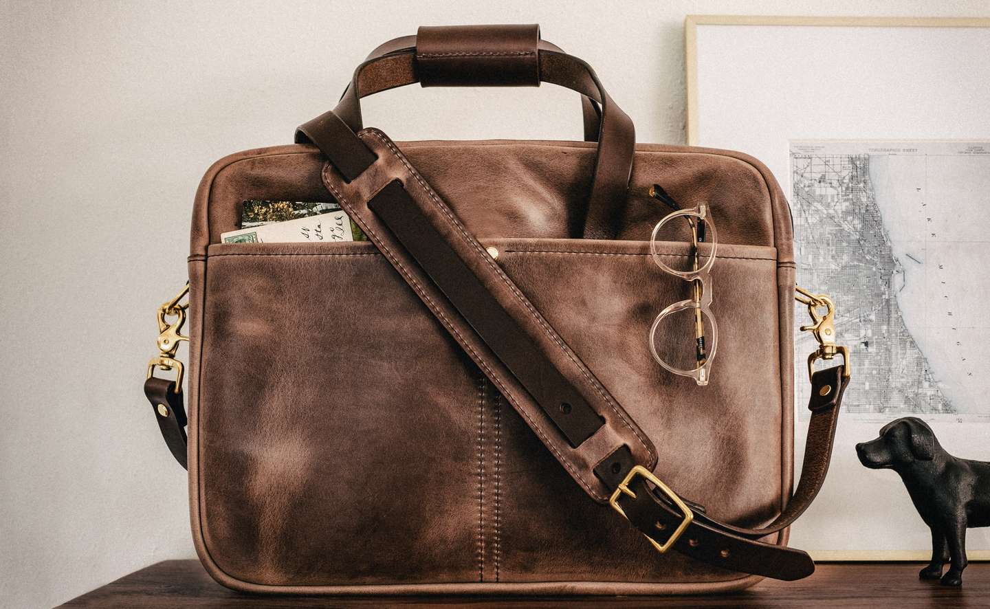 Natural Chromexcel Utility Briefcase - Detail Image Three