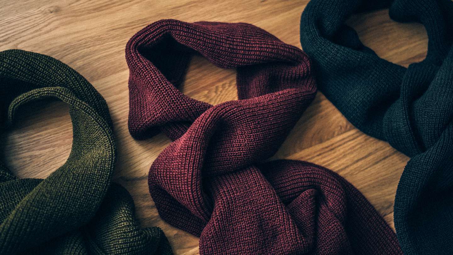 Burgundy Wool Knit 1975 NATO Watch Cap + Marine Scarf - Detail Image Three