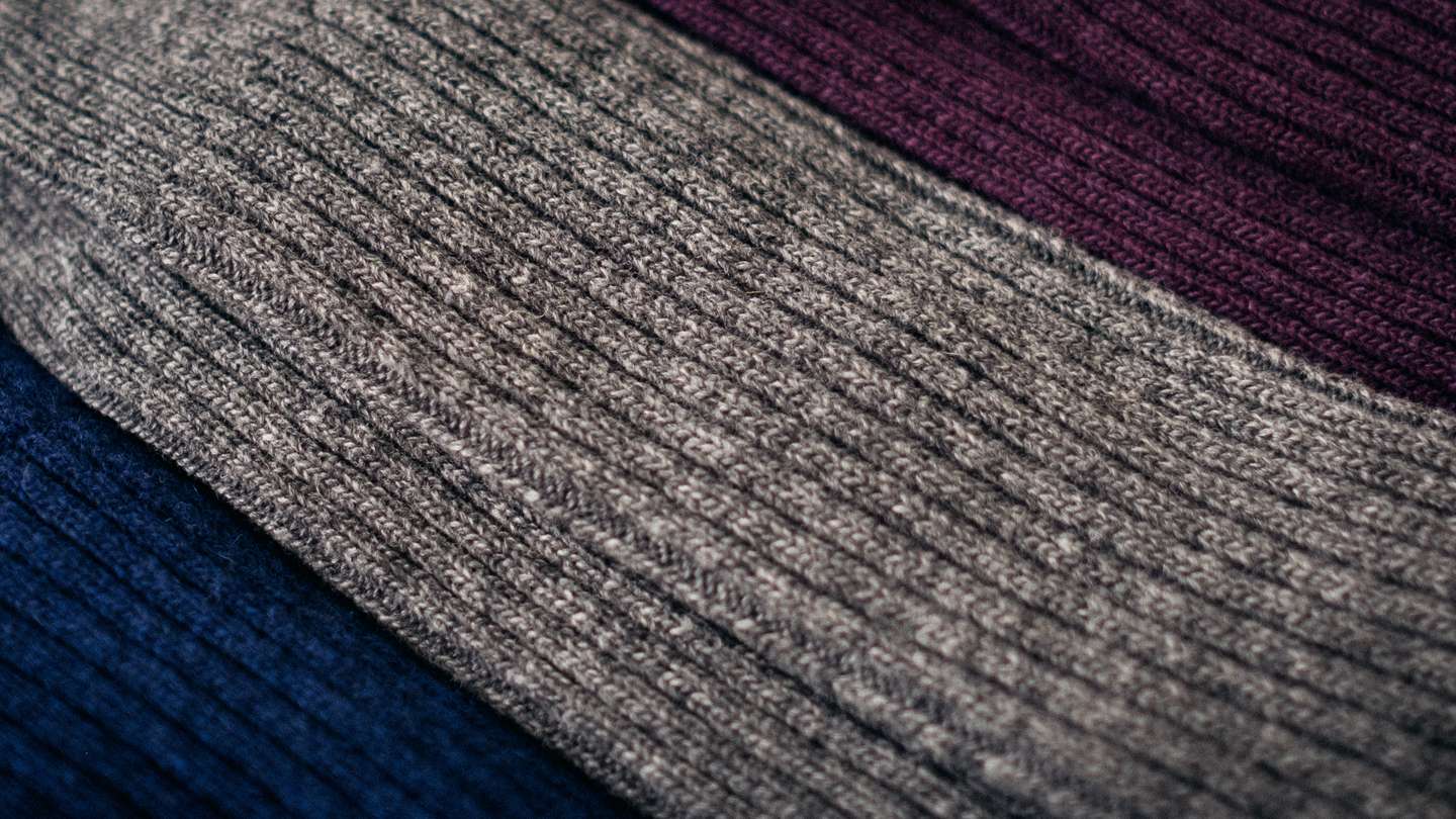 Indigo Cashmere Wool Anonymous ISM Crew Sock - Detail Image Three