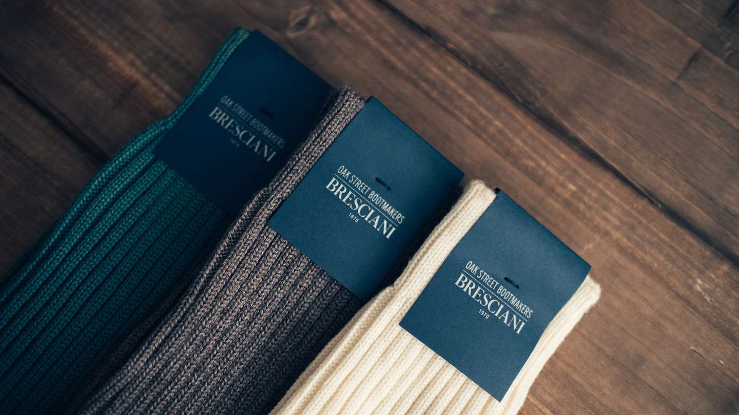 Steel Merino Wool Blend Bresciani Officer Sock - Detail Image Three