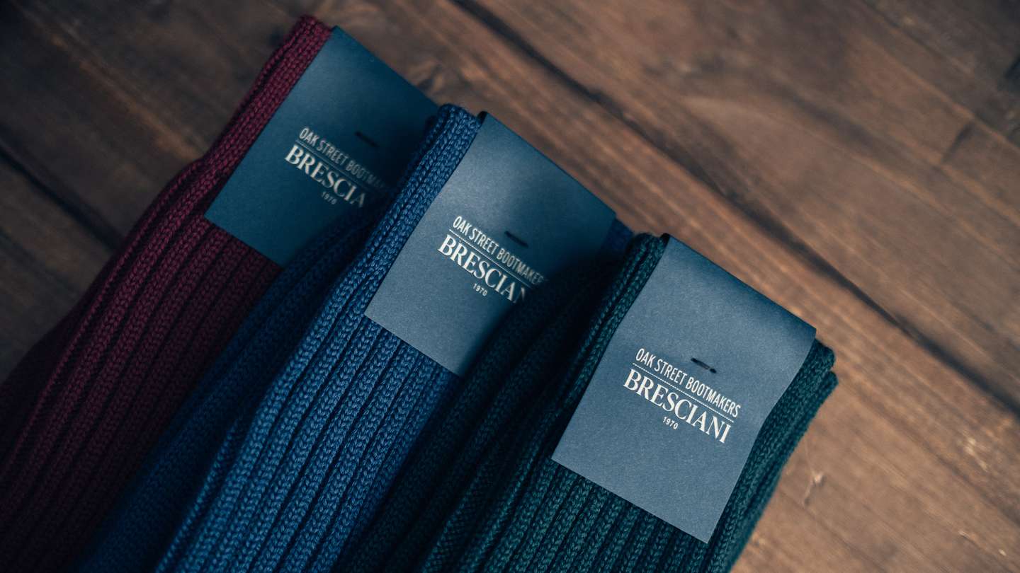 Garnet Merino Wool Blend Bresciani Officer Sock - Detail Image Three