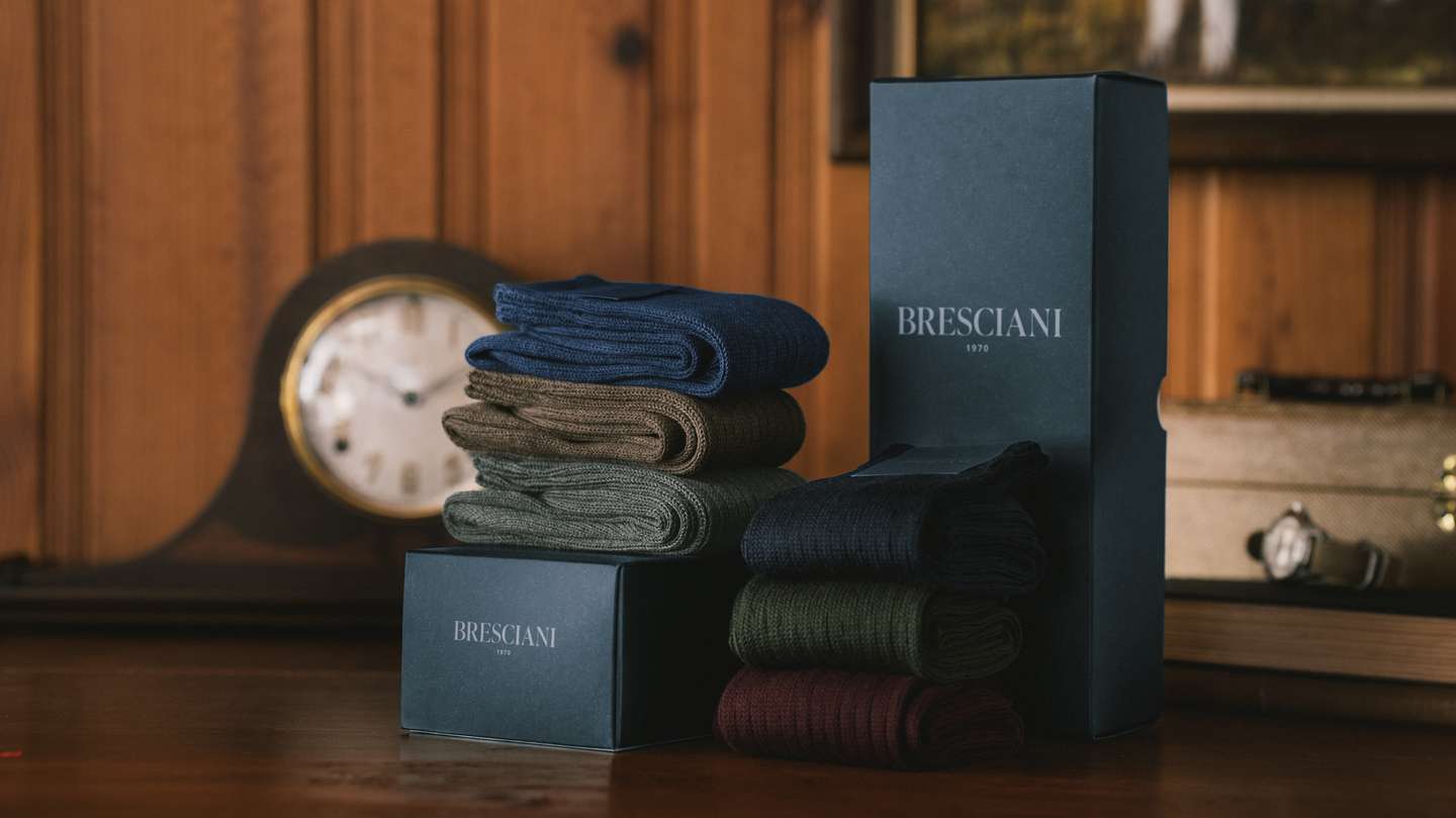 Heathered Cotton Gift Box Bresciani Officer Socks - Detail Image Three