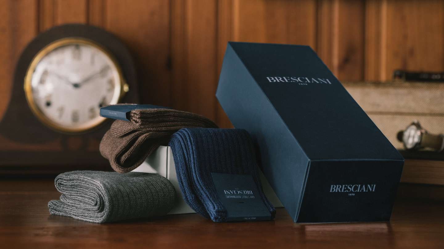 Iron Heathered Cotton Bresciani Officer Sock - Detail Image Three