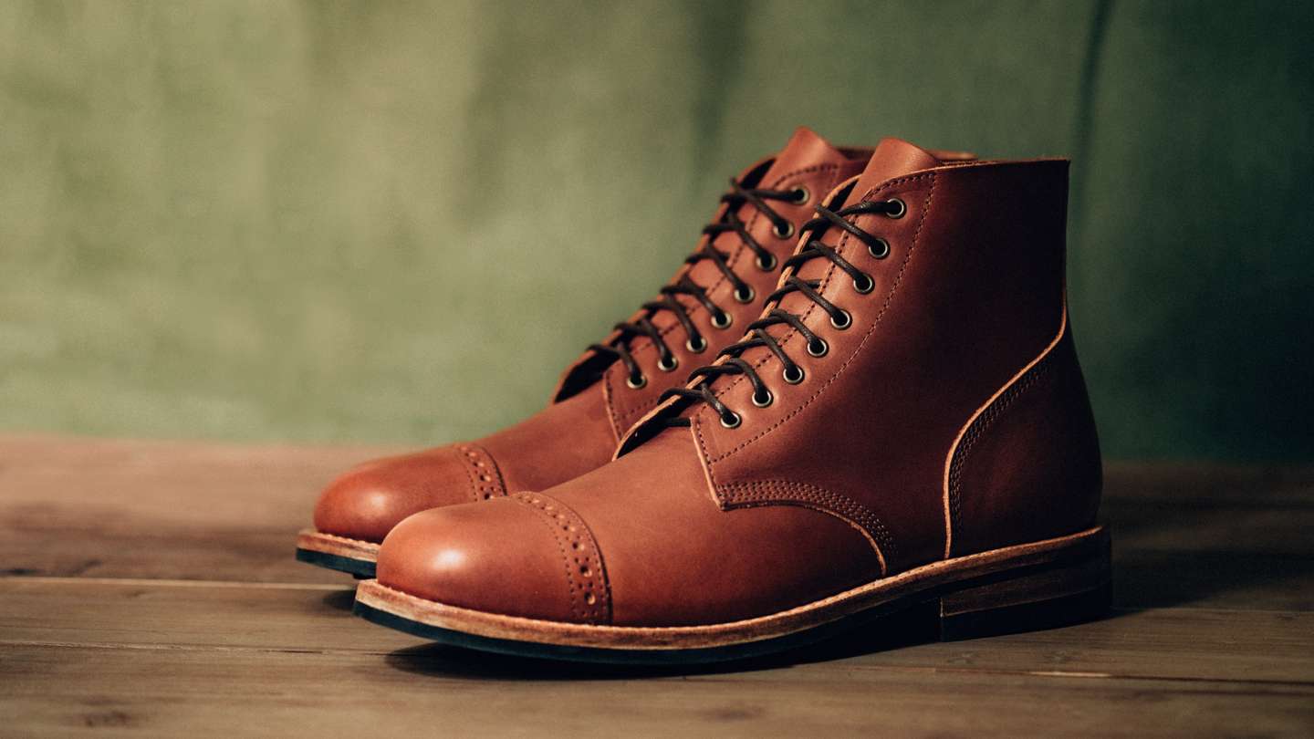 Brown Elbamatt Liscio Cap-Toe Field Boot - Detail Image Three