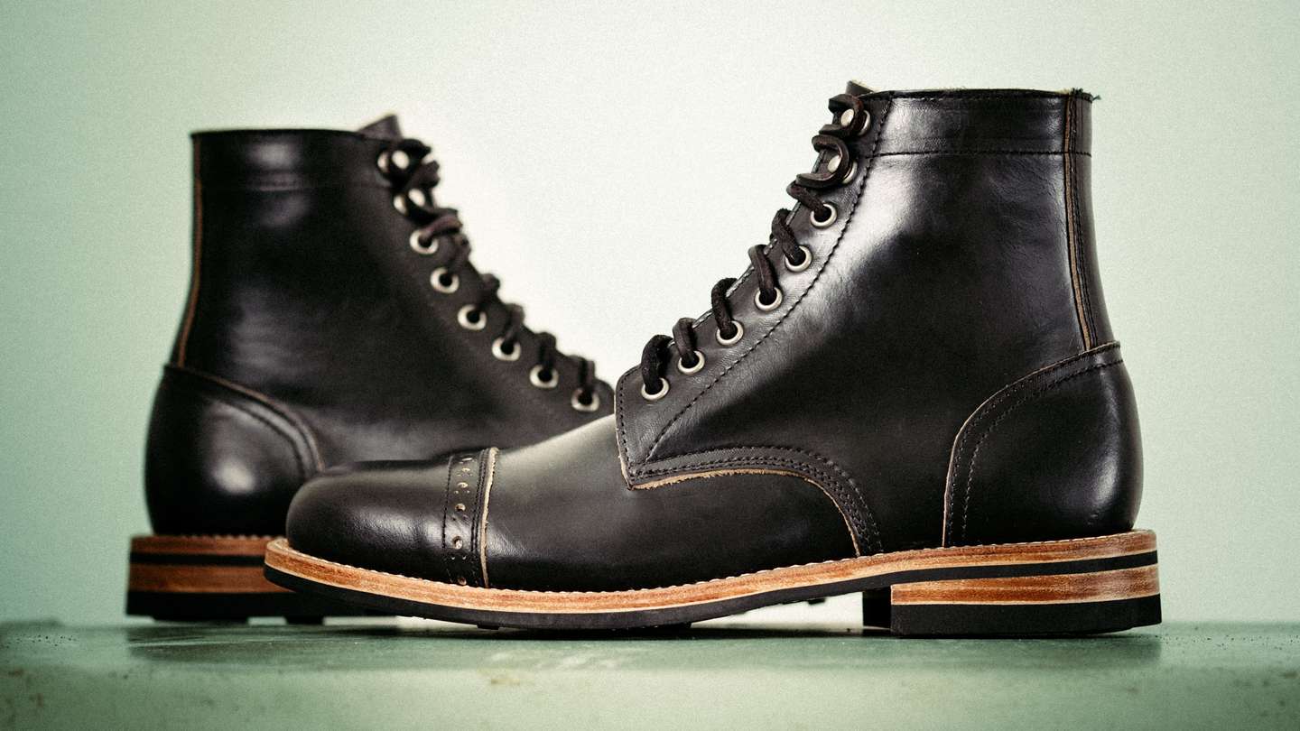 Black Chromexcel Cap-Toe Trench Boot - Detail Image Three