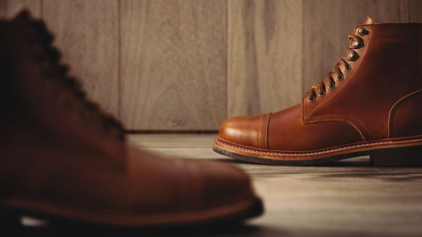 British Tan Domane Cap-Toe Trench Boot - Detail Image Three