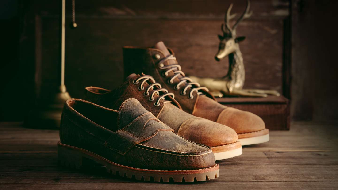 Cognac Teton Stag Cap-Toe Trench Oxford - Detail Image Three