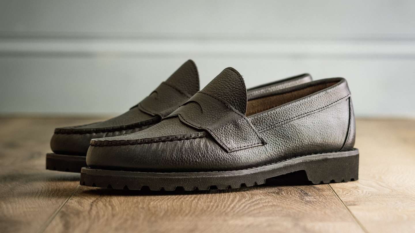 Black Scotch Grain Chromexcel Lug Penny Moc - Detail Image Three