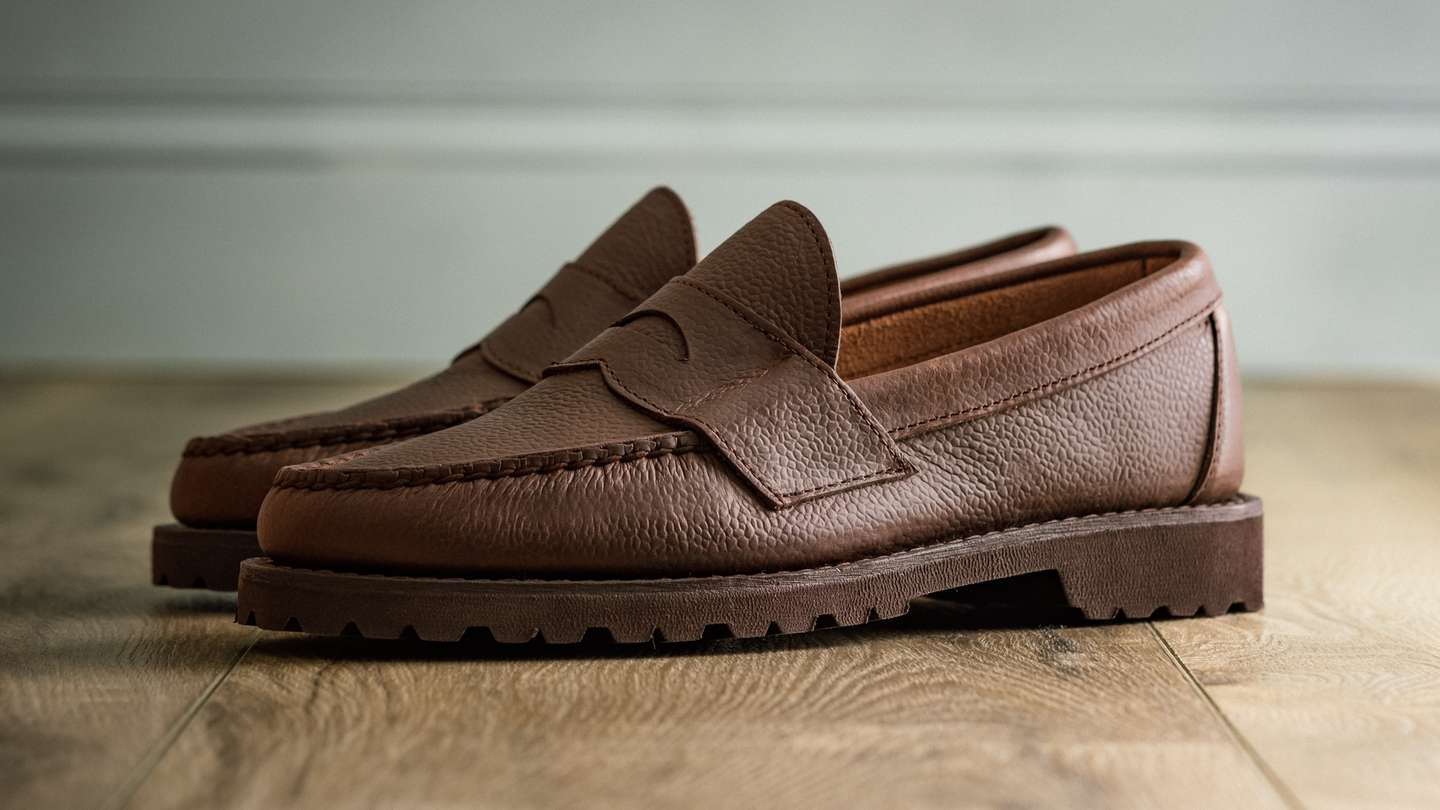 Brown Scotch Grain Chromexcel Lug Penny Moc - Detail Image Three