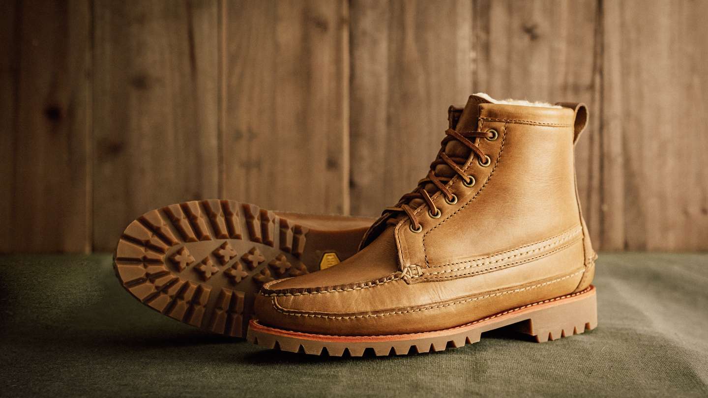 Natural Chromexcel Shearling Camp Boot - Detail Image Three