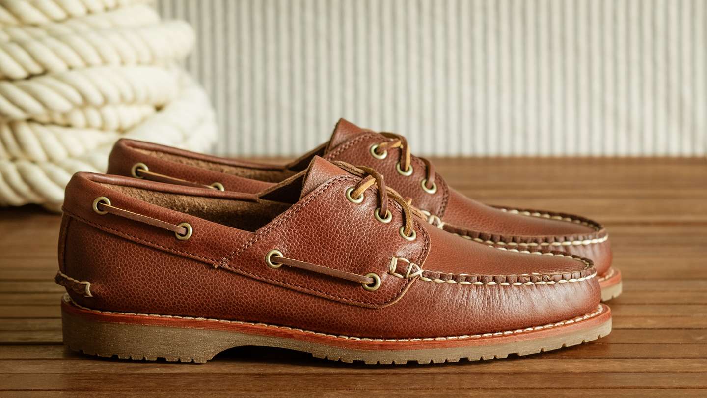 Brown Glacé Latigo Triple Crown Boat Shoe - Detail Image Three