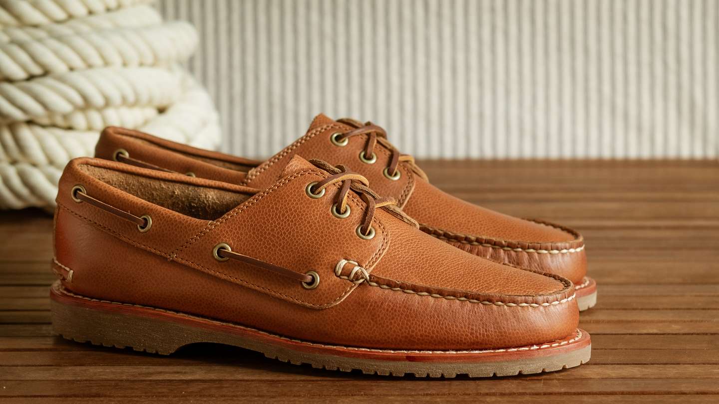 Tan Glacé Latigo Triple Crown Boat Shoe - Detail Image Three