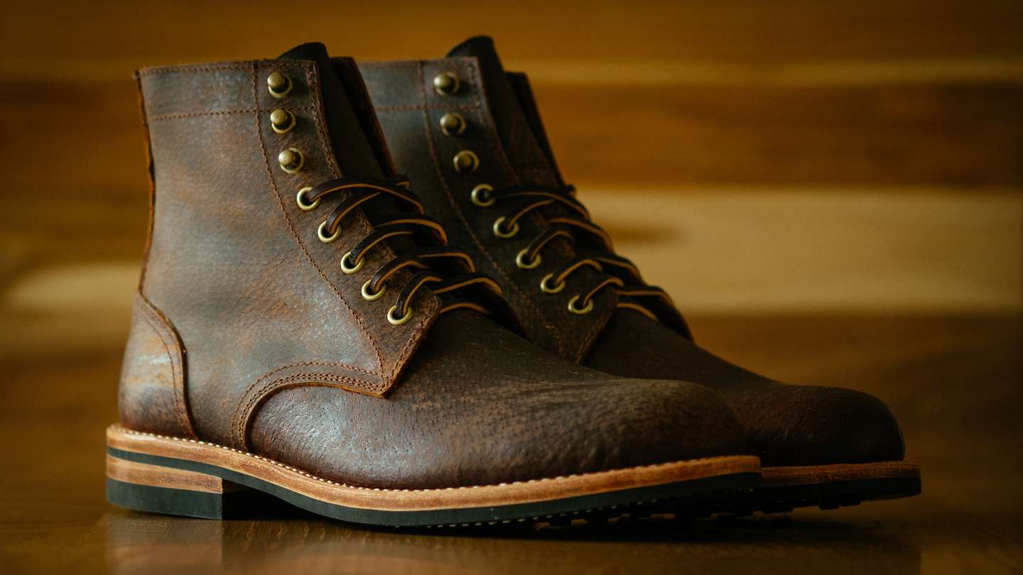 Dark Waxy Wild Boar Trench Boot - Detail Image Three