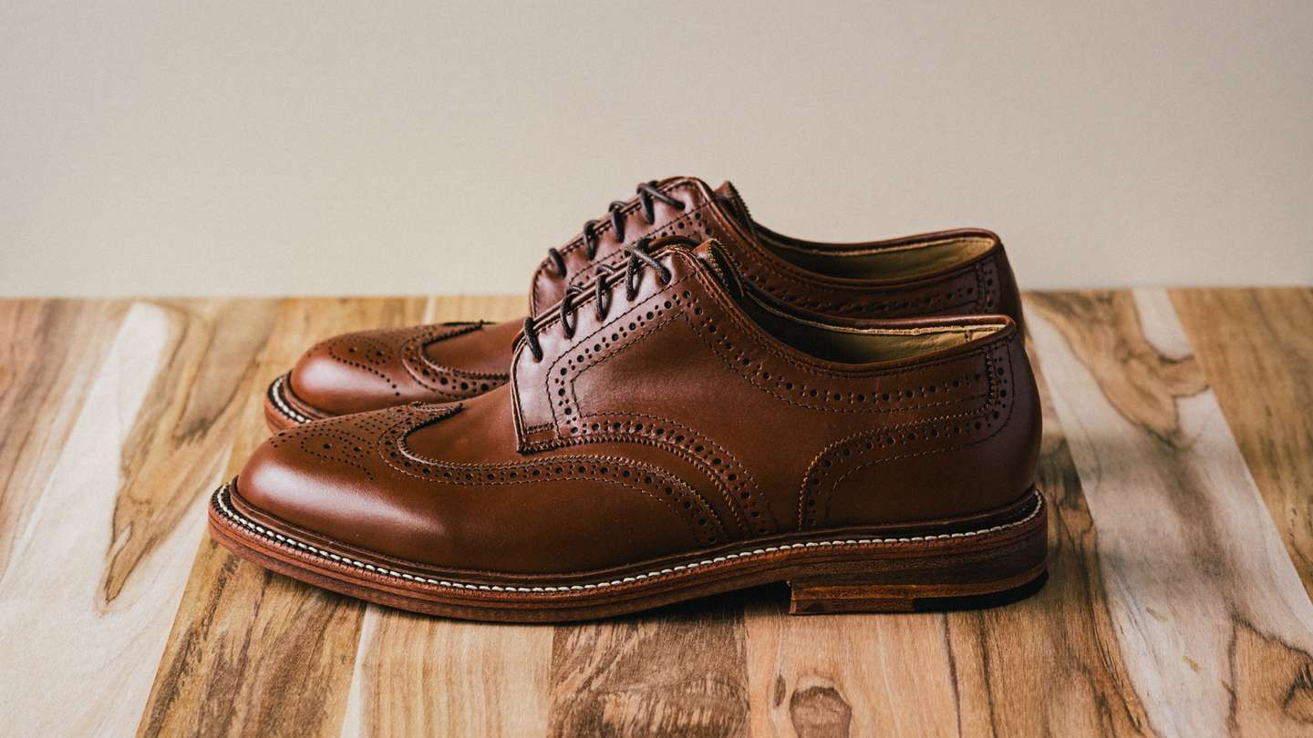 Cognac French Calf Wingtip - Detail Image Three