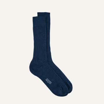 Bresciani Officer Sock - Cobalt Heathered Cotton