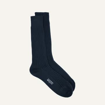 Bresciani Officer Sock - Dark Navy Cotton Blend