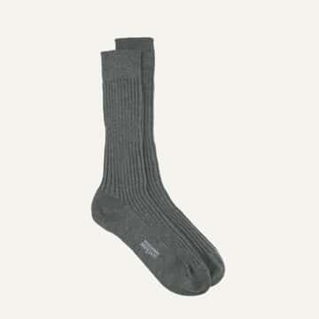 Bresciani Officer Sock - Iron Heathered Cotton