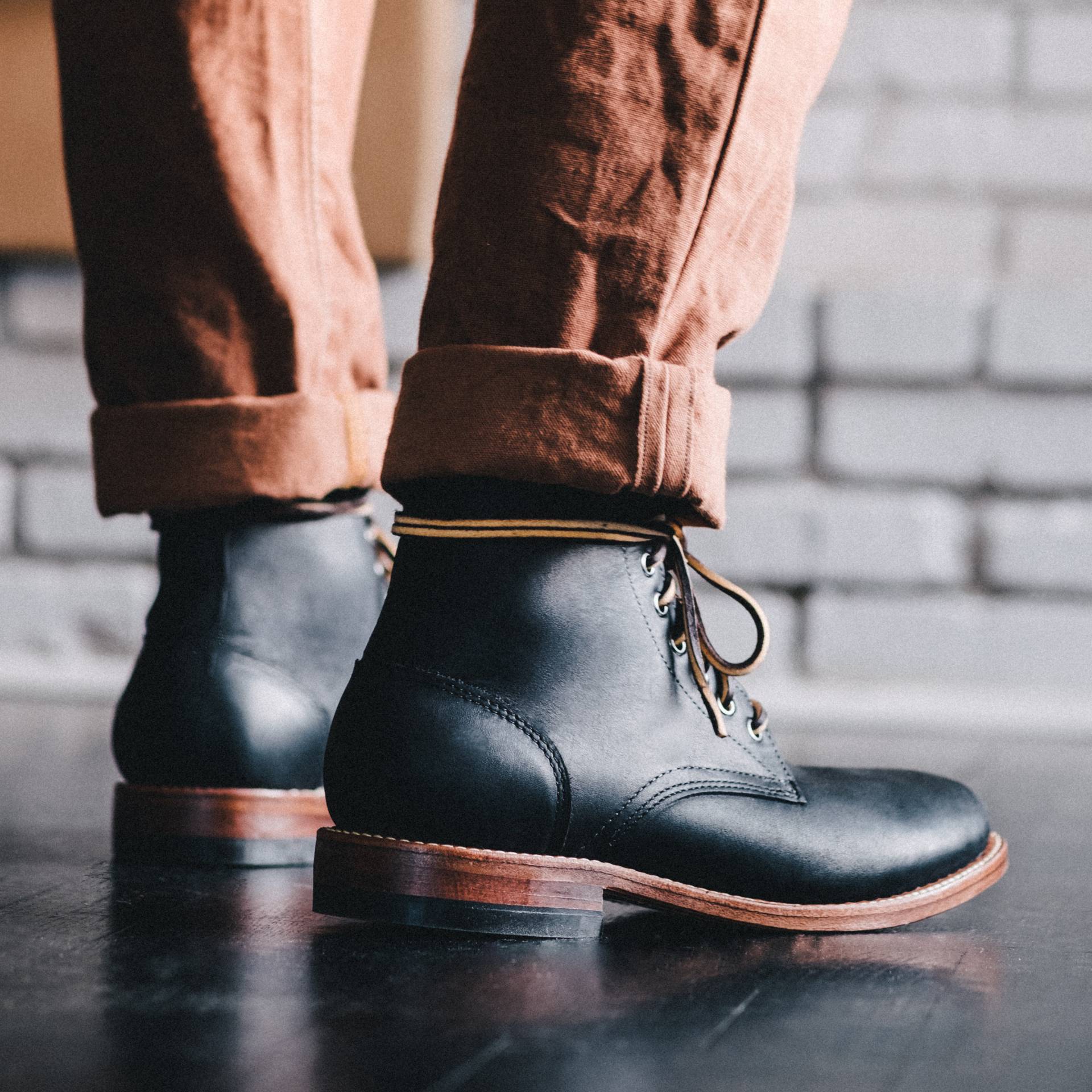 10-Year Trench Boot - Black Oil Tan, Leather Sole with Vibram