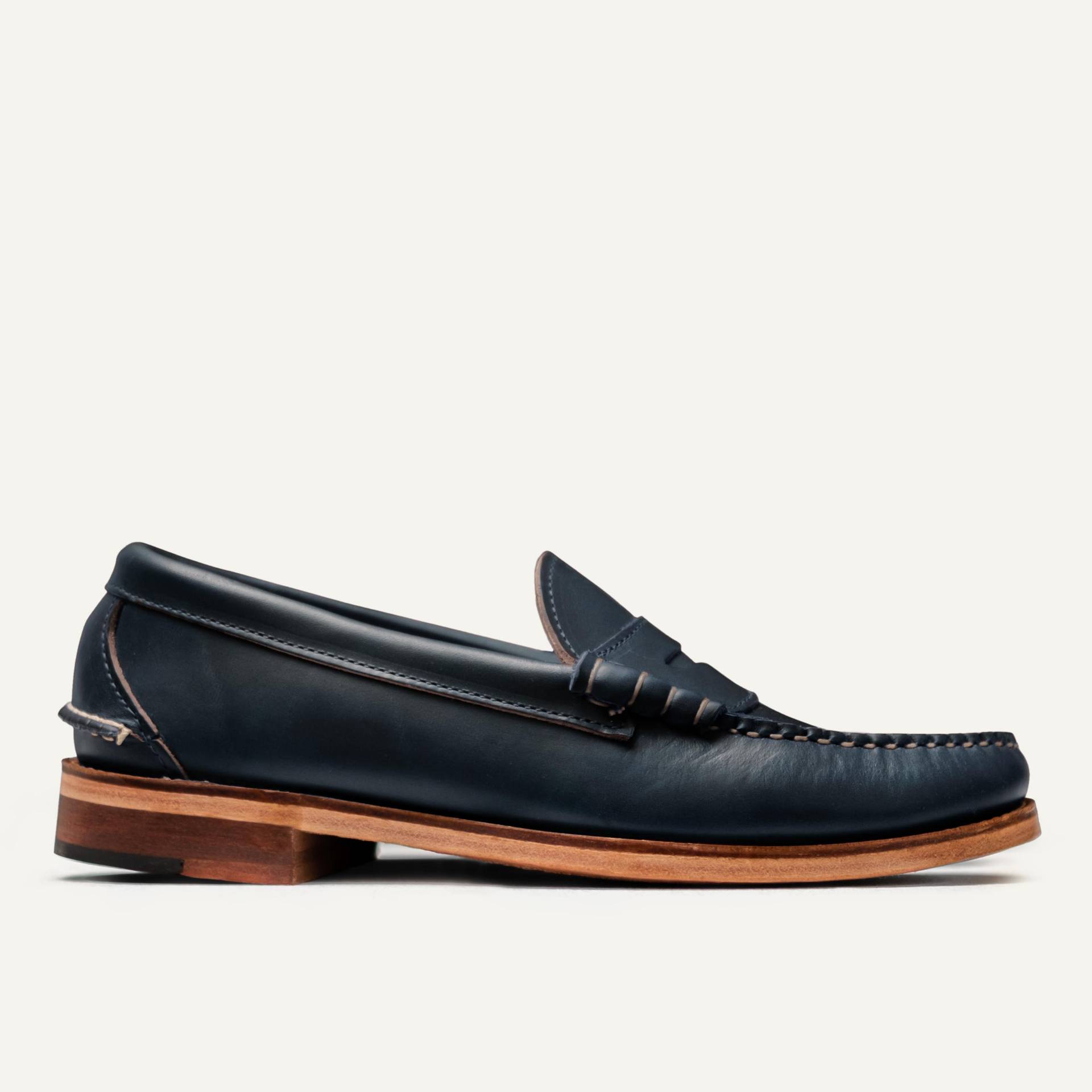 Beefroll Penny Loafer - Navy Chromexcel, Leather Sole with