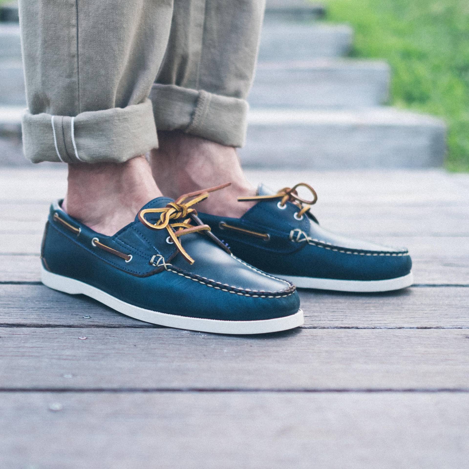 Boat Shoe - Navy Chromexcel, Deck Sole - Made in USA with Domestic