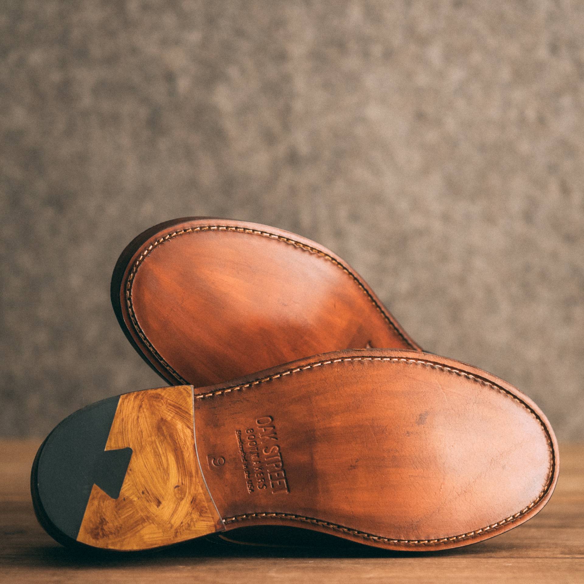 アンティーク ドイツ製 ハンドメイドマーブル　ラティチーノ・コア1個　約15mm Trench Oxford - Teacore Brown Cypress Leather, Double Leather Sole