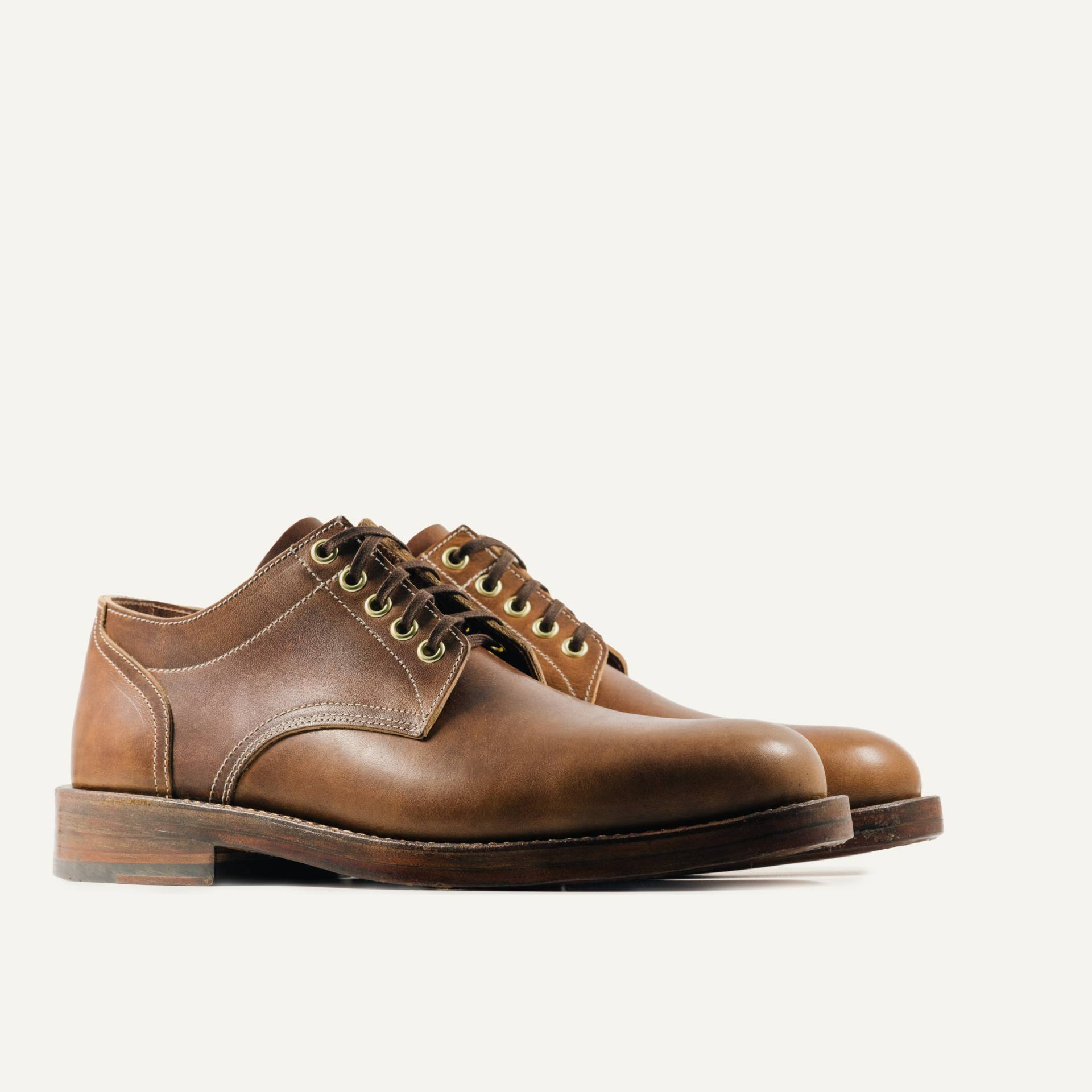 Trench Oxford - Teacore Brown Cypress Leather, Double Leather Sole