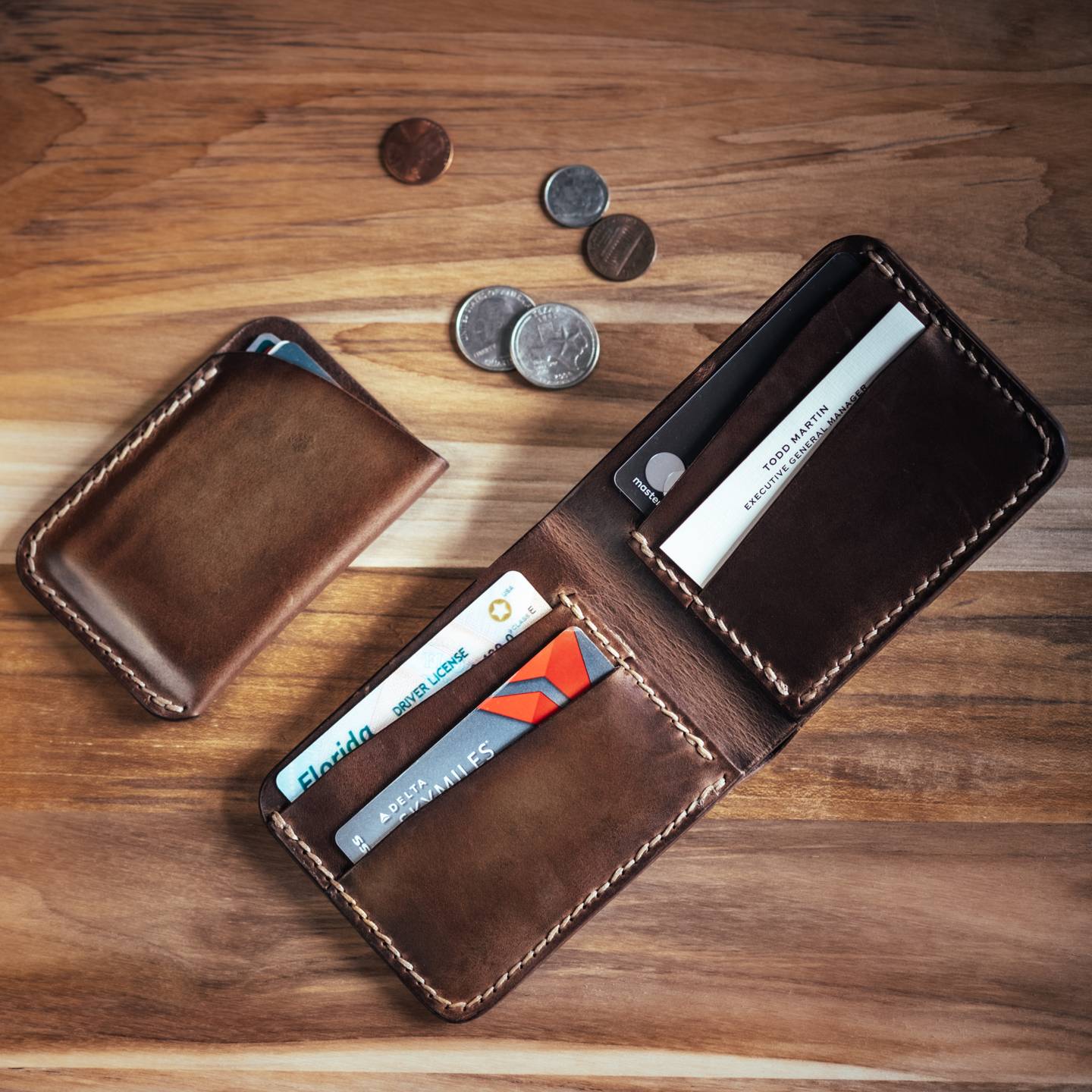 Natural Chromexcel Card Wallet - Detail Image One