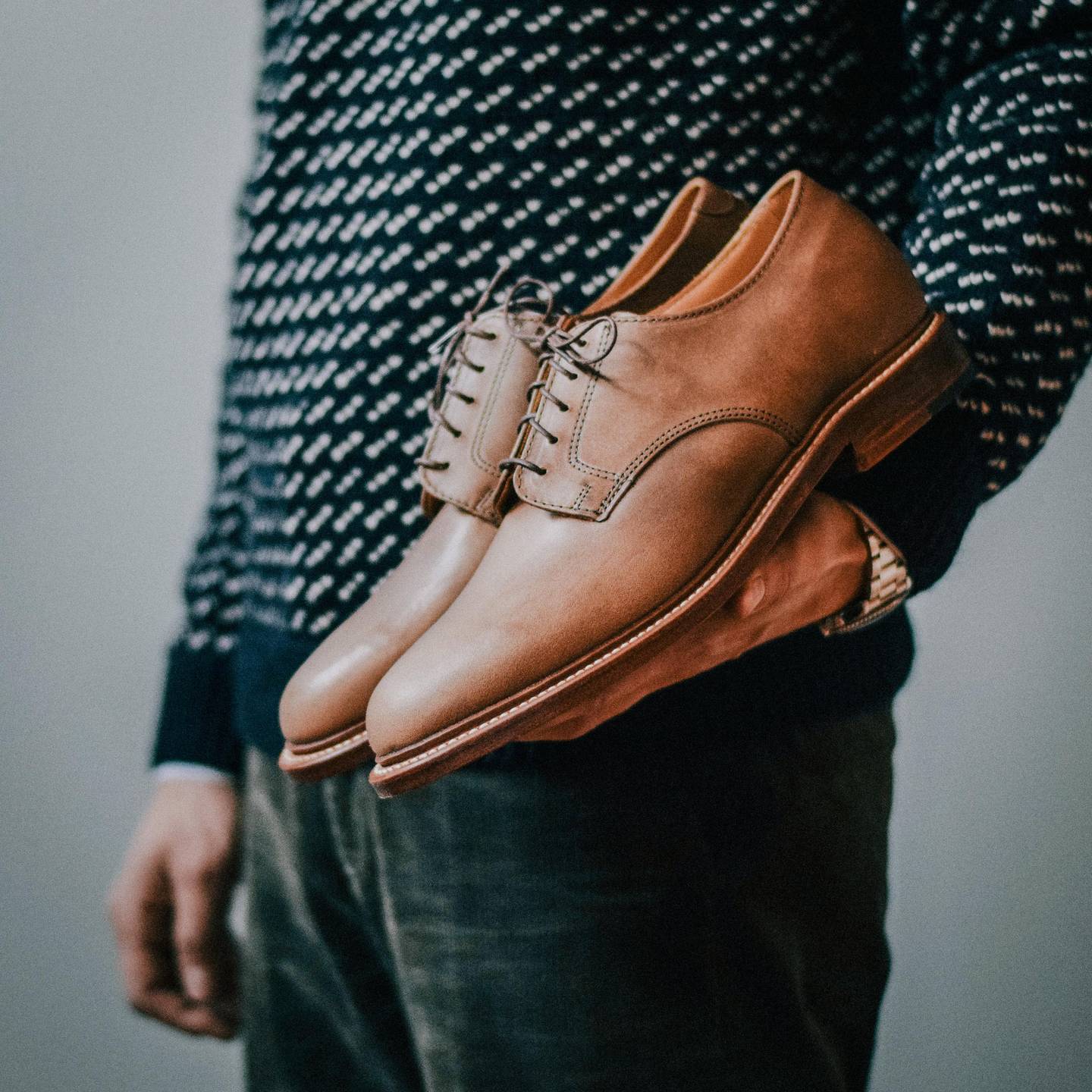 Natural Chromexcel Plain Toe Blucher - Detail Image One