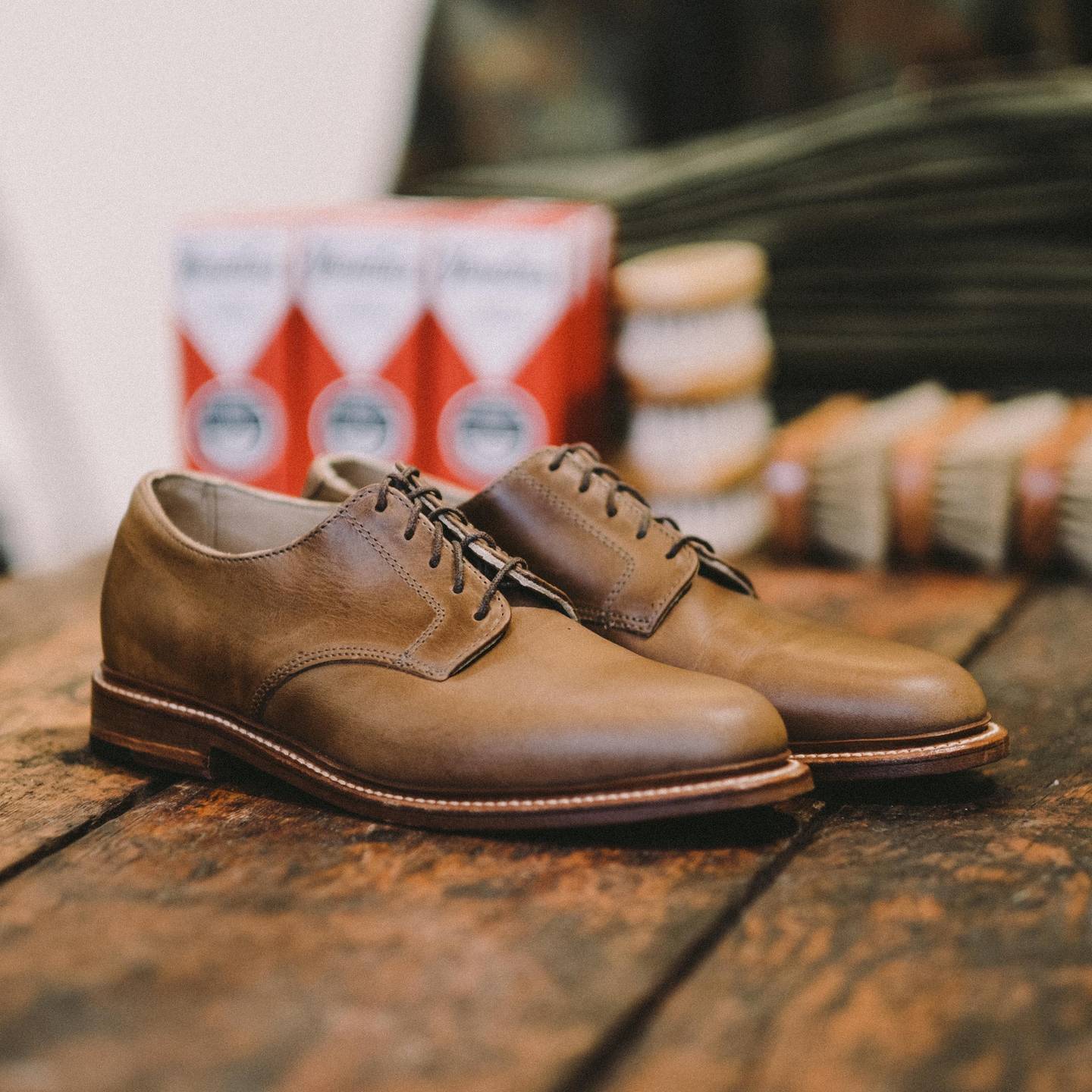 Natural Chromexcel Plain Toe Blucher - Detail Image Two