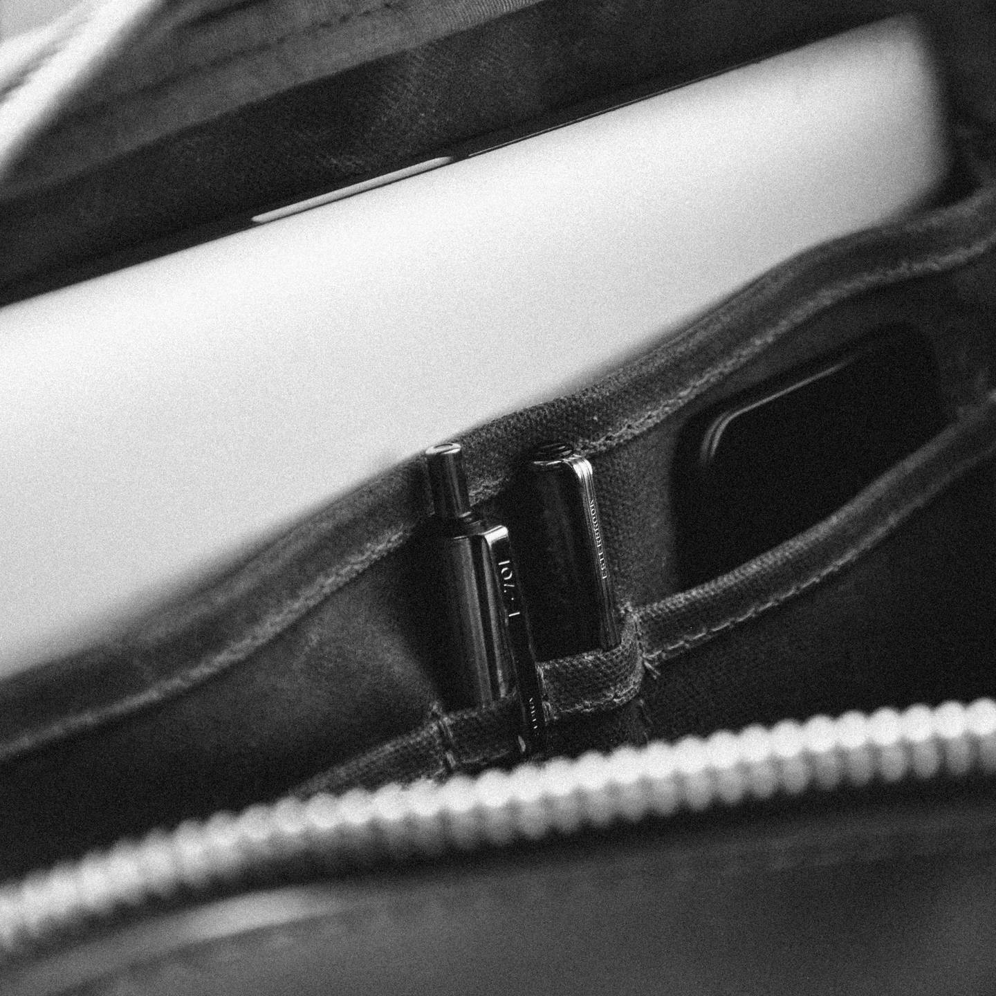 Brush Brown Waxed Canvas Utility Briefcase - Detail Image Two