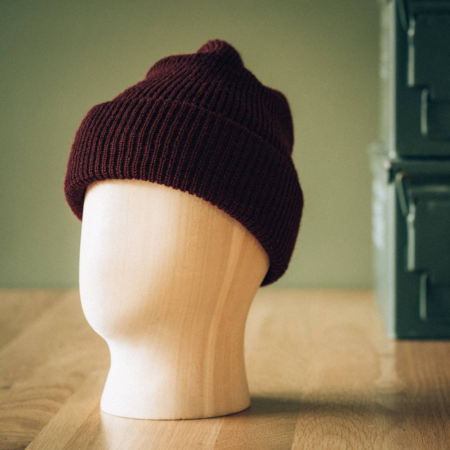 Burgundy Wool Knit 1975 NATO Watch Cap - Detail Image One