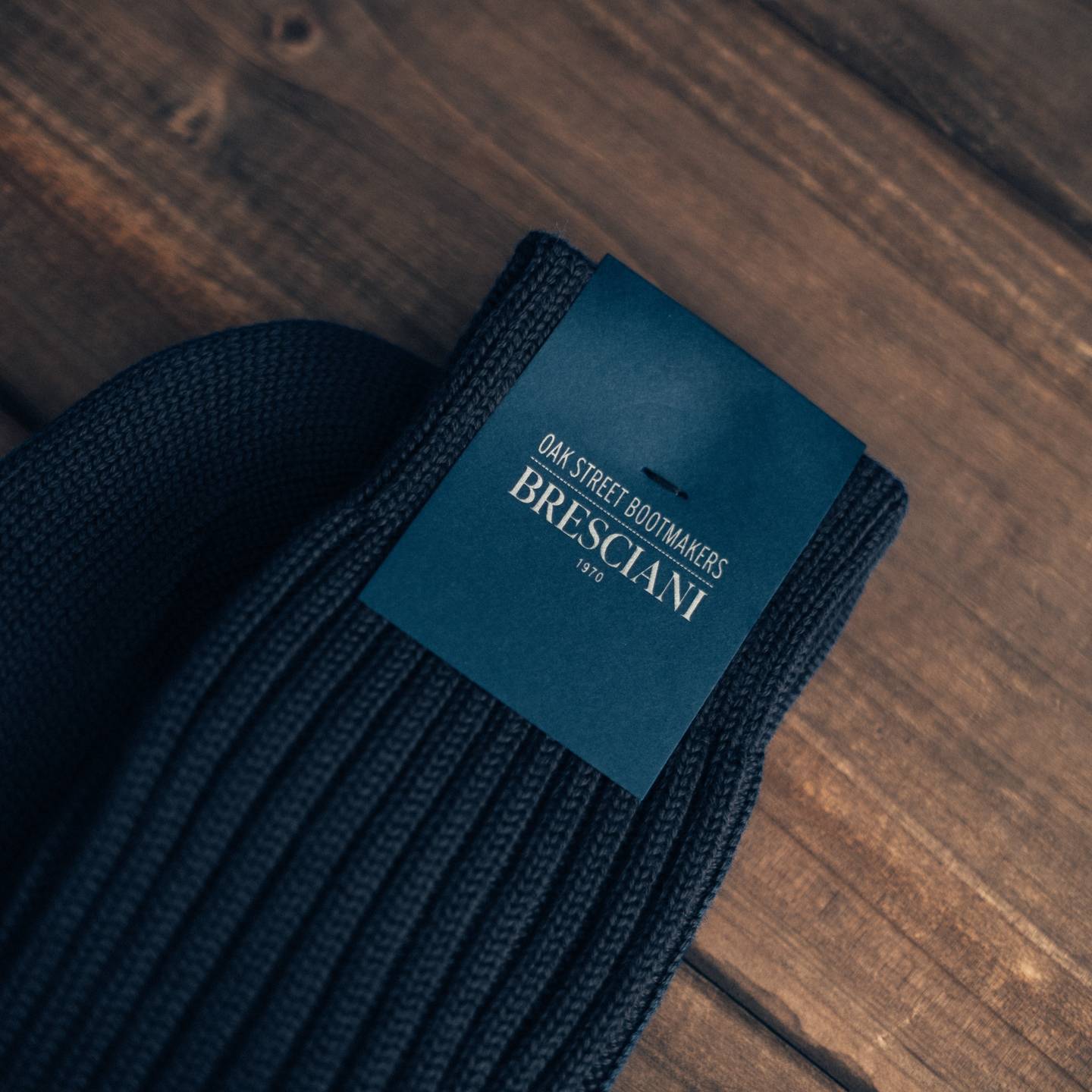 Dark Navy Cotton Blend Bresciani Officer Sock - Detail Image One