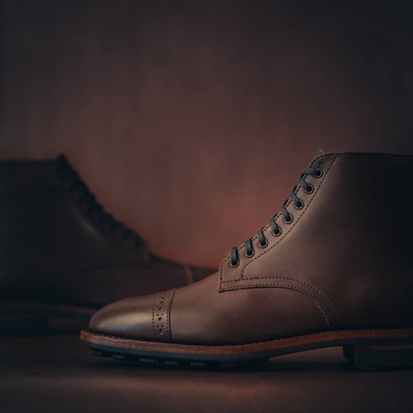 Minerva Liscio Castagno Cap-Toe Lakeshore Boot - Detail Image One