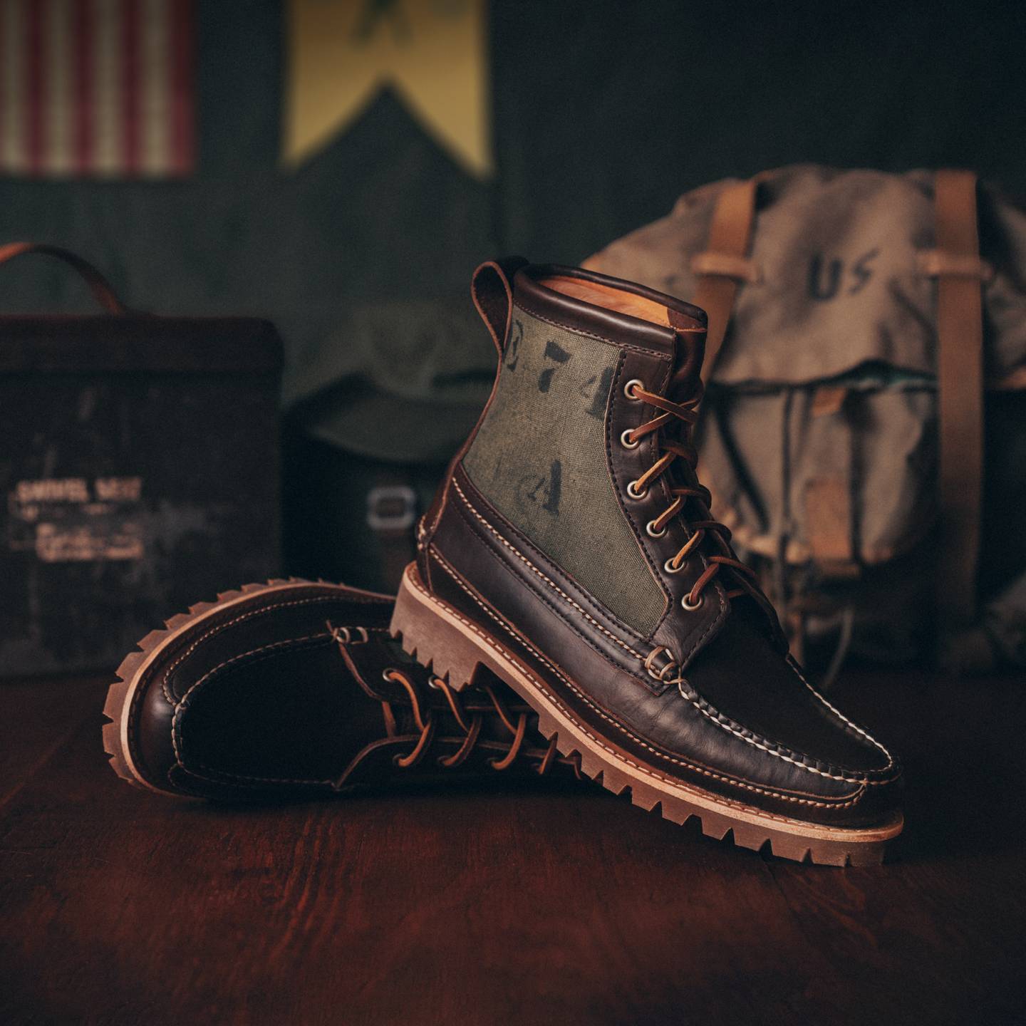 USGI Cotton Duck + Brown Chromexcel Jungle Duffel Camp Boot - Detail Image One