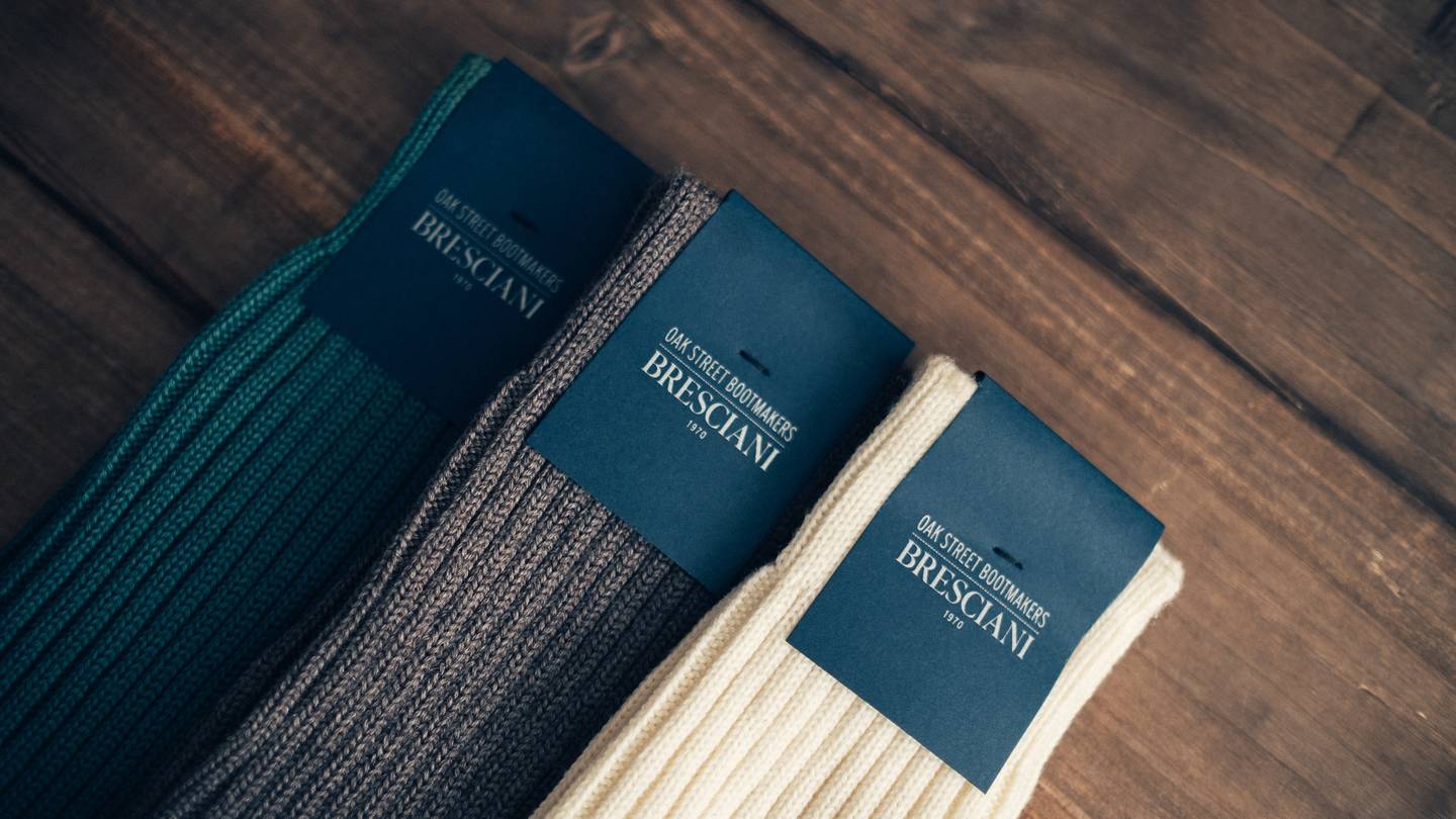 Blue Spruce Merino Wool Blend Bresciani Officer Sock - Detail Image Three