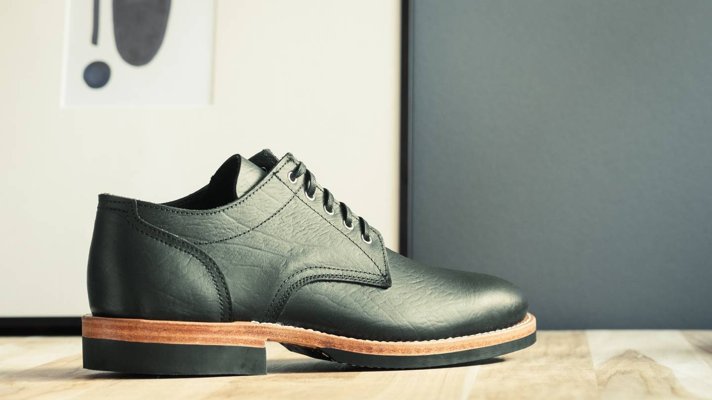Black Oiled Congo Shrunken Bison Trench Oxford - Detail Image Three