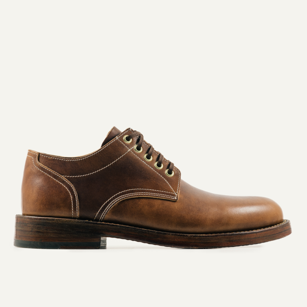 靴 EAPHI SQUARE TOE SHOES Trench Oxford - Teacore Brown Cypress Leather, Double Leather Sole