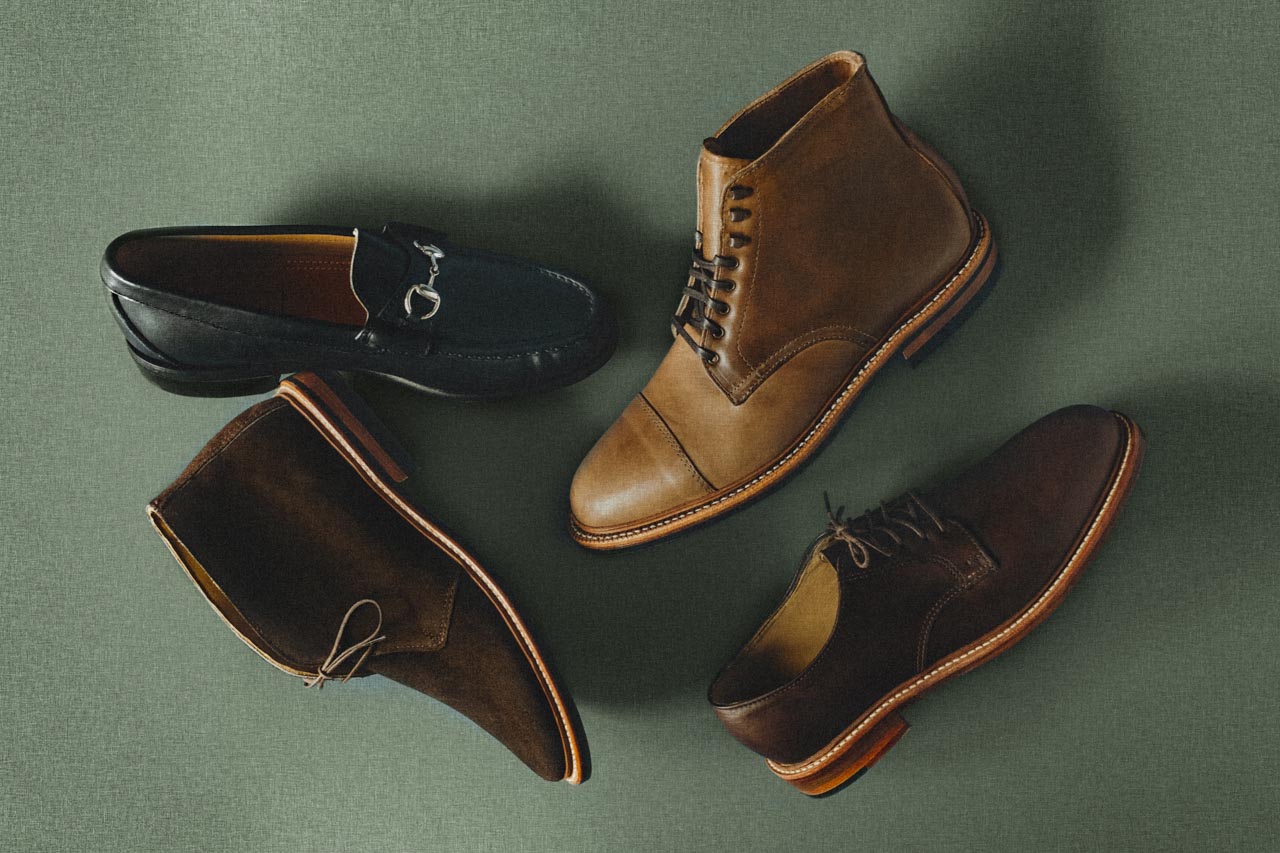 An assortment of Oak Street Bootmakers shoes and boots